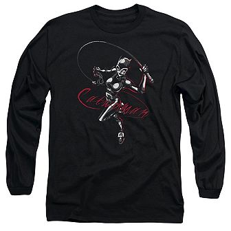 Batman Kitten With A Whip Long Sleeve Adult T-shirt