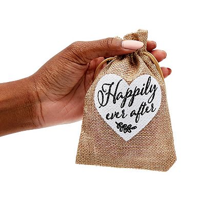 30 Pack Small Burlap Wedding Favor Bags, Happily Ever After Gift Bag, 4x6 In