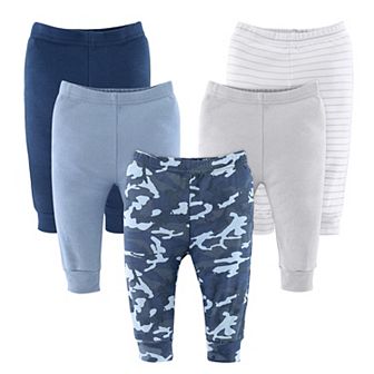 The Peanutshell Baby Boy Pants, 5-pack, Blue Camo