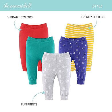 The Peanutshell Baby Boy Or Girl Pants, 5-pack, Elephant Brights