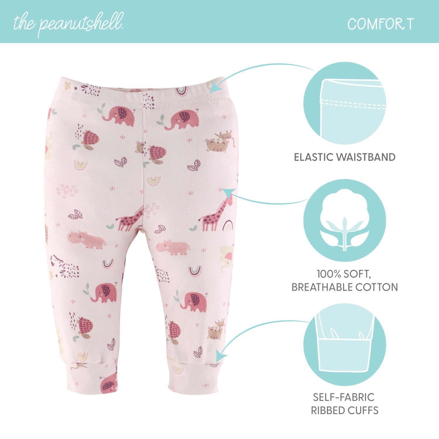 The Peanutshell Baby Girls 5-pc. Tapered Pull-On Pants, Color: Lavender