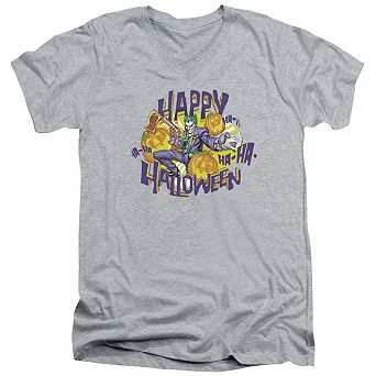 Batman Ha Ha Halloween Short Sleeve Adult V Neck T-shirt