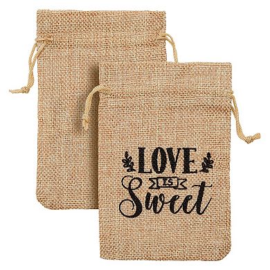 30 Pack Small Burlap Wedding Favor Bags, Love Is Sweet Gift Bag, 4 X 6 In