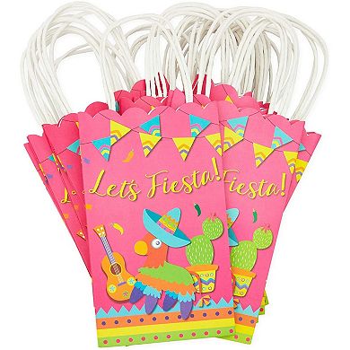 24x Let's Fiesta Paper Gift Bags For Cinco De Mayo Party, Hot Pink, 9 X 5.3 Inch