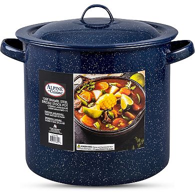 Alpine Cuisine Enamel Steel Dark Blue Speckle Stock Pot 12qt With Lid, Healthy Cookware  Stockpots