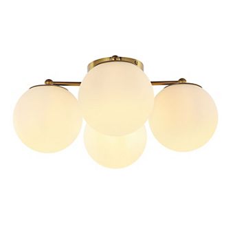 Orly Bohemian Farmhouse Ironfrosted Glass Led Semi Flush Mount