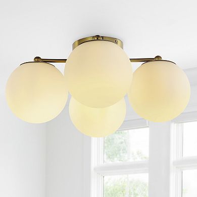 Orly Bohemian Farmhouse Ironfrosted Glass Led Semi Flush Mount