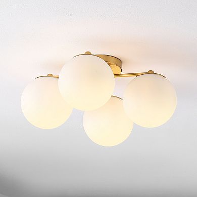 Orly Bohemian Farmhouse Ironfrosted Glass Led Semi Flush Mount