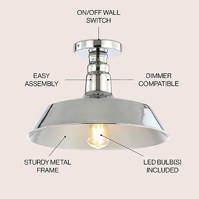 Camila Classic Industrial Indoor/outdoor Iron Led Semi Flush Mount