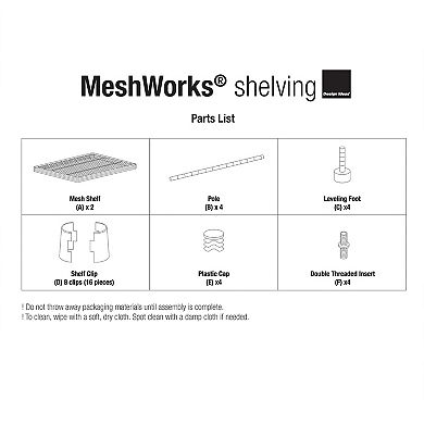 Design Ideas Meshworks 2 Tier Full-size Metal Storage Shelving Unit Rack, White