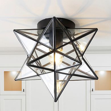 Stella Moravian Star Metal/clear Glass Led Pendant