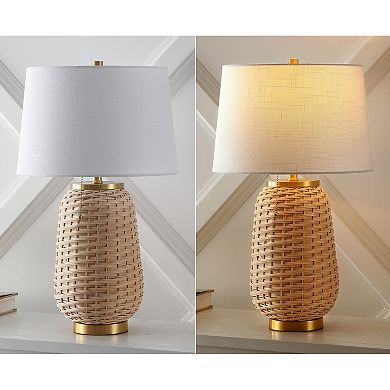 Chakrii Rustic Bohemian Ironrattan Led Table Lamp With Pull Chain