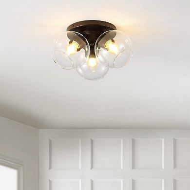 Iris Farmhouse Rustic Iron/glass Led Semi Flush Mount
