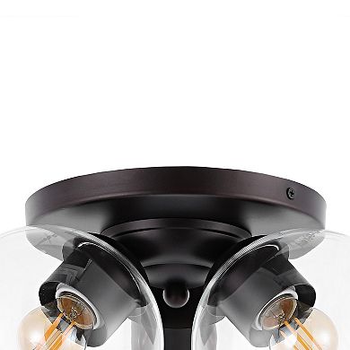 Iris Farmhouse Rustic Iron/glass Led Semi Flush Mount