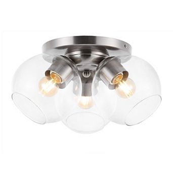 Iris Farmhouse Rustic Iron/glass Led Semi Flush Mount