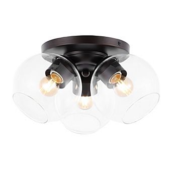 Iris Farmhouse Rustic Iron/glass Led Semi Flush Mount