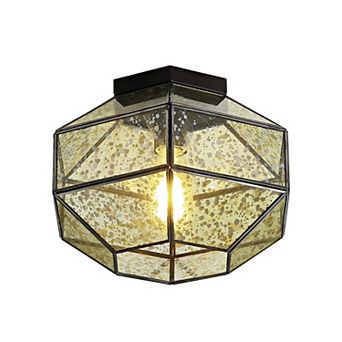 Evelyn Vintage Farmhouse Iron/glass Led Flush Mount