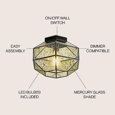 Evelyn Vintage Farmhouse Iron/glass Led Flush Mount