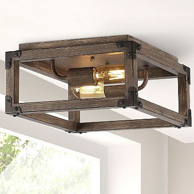 Magnolia Iron Rustic Farmhouse Led Flush Mount