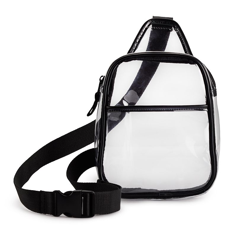 FLX Clear Trapezoid Sling Bag, Clear Black Trim