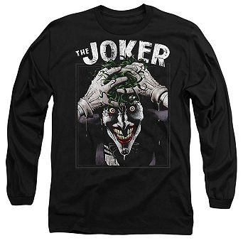 Batman Crazed Joker Long Sleeve Adult T-shirt