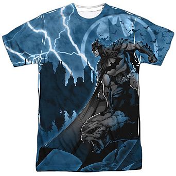 Batman Lightning Strikes Short Sleeve Adult Poly Crew T-shirt