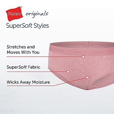 Girls Hanes® 6 Pack Originals Ultimate SuperSoft Hipster Underwear