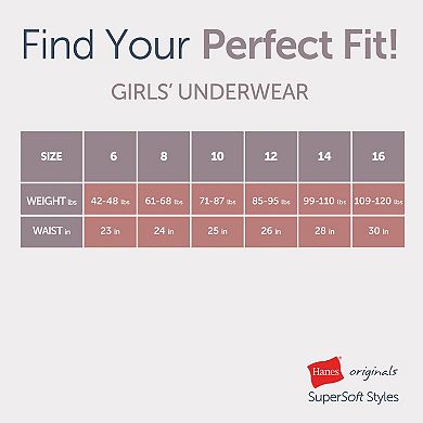 Girls 6-16 Hanes® Originals Ultimate® SuperSoft Hipster Underwear, 6-Pack Set