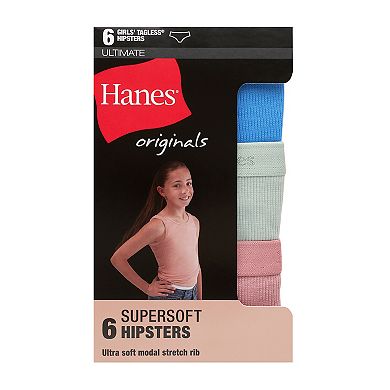 Girls Hanes® 6 Pack Originals Ultimate SuperSoft Hipster Underwear