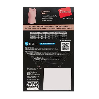 Girls Hanes® 4 Pack Originals Ultimate SuperSoft Tank