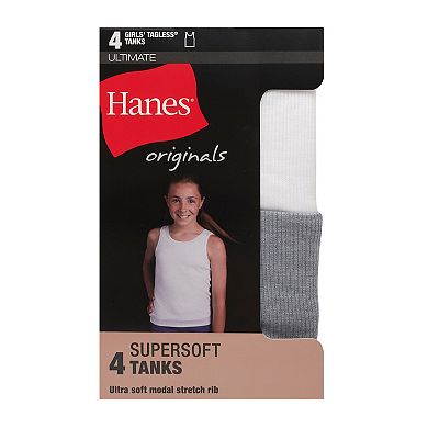 Girls Hanes® 4 Pack Originals Ultimate SuperSoft Tank