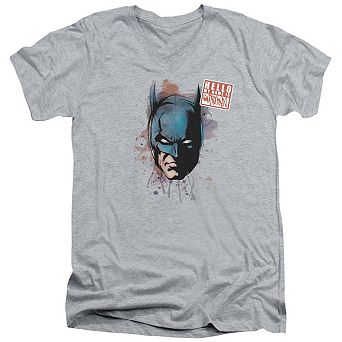 Batman Hello Short Sleeve Adult V Neck T-shirt