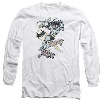 Batman Halftone Swing Long Sleeve Adult T-shirt