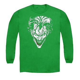 Batman Joker Red On Green Long Sleeve Adult T-shirt