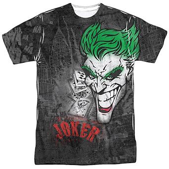 Batman Joker Sprays The City Short Sleeve Adult 100% Poly Crew T-shirt