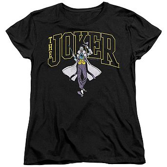Batman Joker Varsity On Black Short Sleeve Women´s T-Shirt