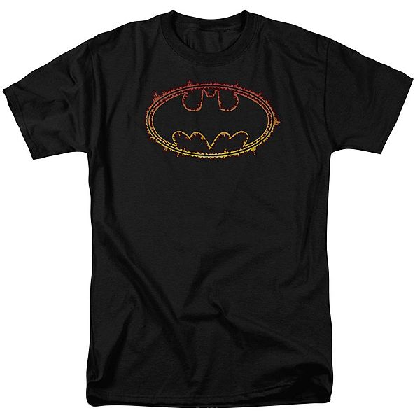 Batman Flame Outlined Logo Short Sleeve Adult T-shirt