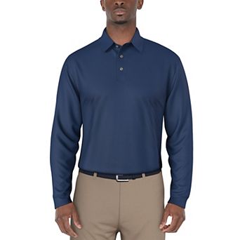 Men's Grand Slam Mini Jacquard Long Sleeve Golf Polo