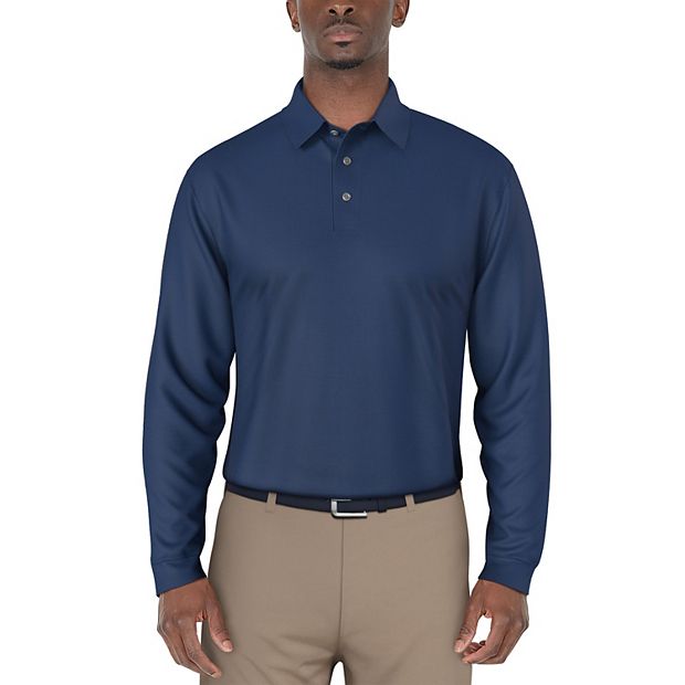 Men s Grand Slam Mini Jacquard Long Sleeve Golf Polo