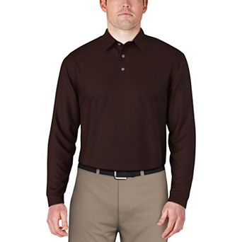 Men's Grand Slam Mini Jacquard Long Sleeve Golf Polo