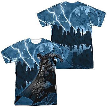 Batman Lightning Strikes Short Sleeve Adult Poly Crew T-shirt