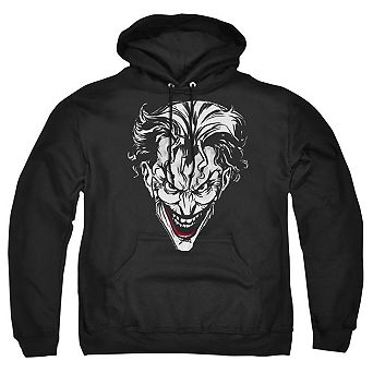 Batman Joker Red On Black Adult Pull Over Hoodie