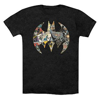 Batman Collage Shield Adult Heather T-shirt
