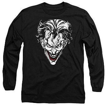 Batman Joker Red On Black Long Sleeve Adult T-shirt
