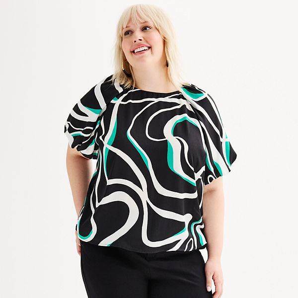 Nine West PLUS Kissing Penguin Sheer Blouse main image 1