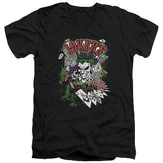 Batman Jokers Wild Short Sleeve Adult V Neck T-shirt