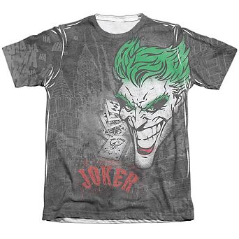 Batman Joker Sprays The City Adult 65/35 Poly/cotton Short Sleeve T-shirt