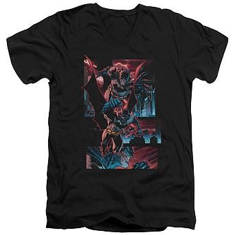 Batman Dark Knight Panels Short Sleeve Adult V Neck T-shirt