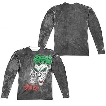 Batman Joker Sprays The City Long Sleeve Adult Poly Crew T-shirt