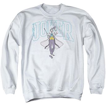 Batman Joker Varsity On White Adult Crewneck Sweatshirt